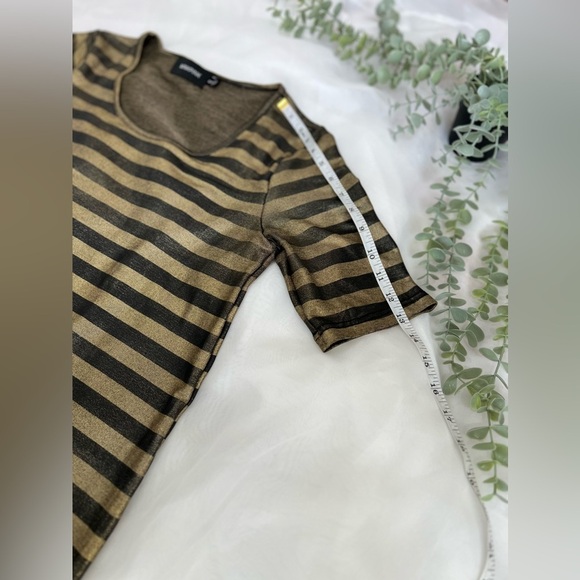 MinkPink Black and Gold Shimmer Striped T-shirt Shift Dress Size Small - Picture 11 of 12